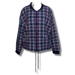 Vtg Cotton Plaid Cropped Jacket